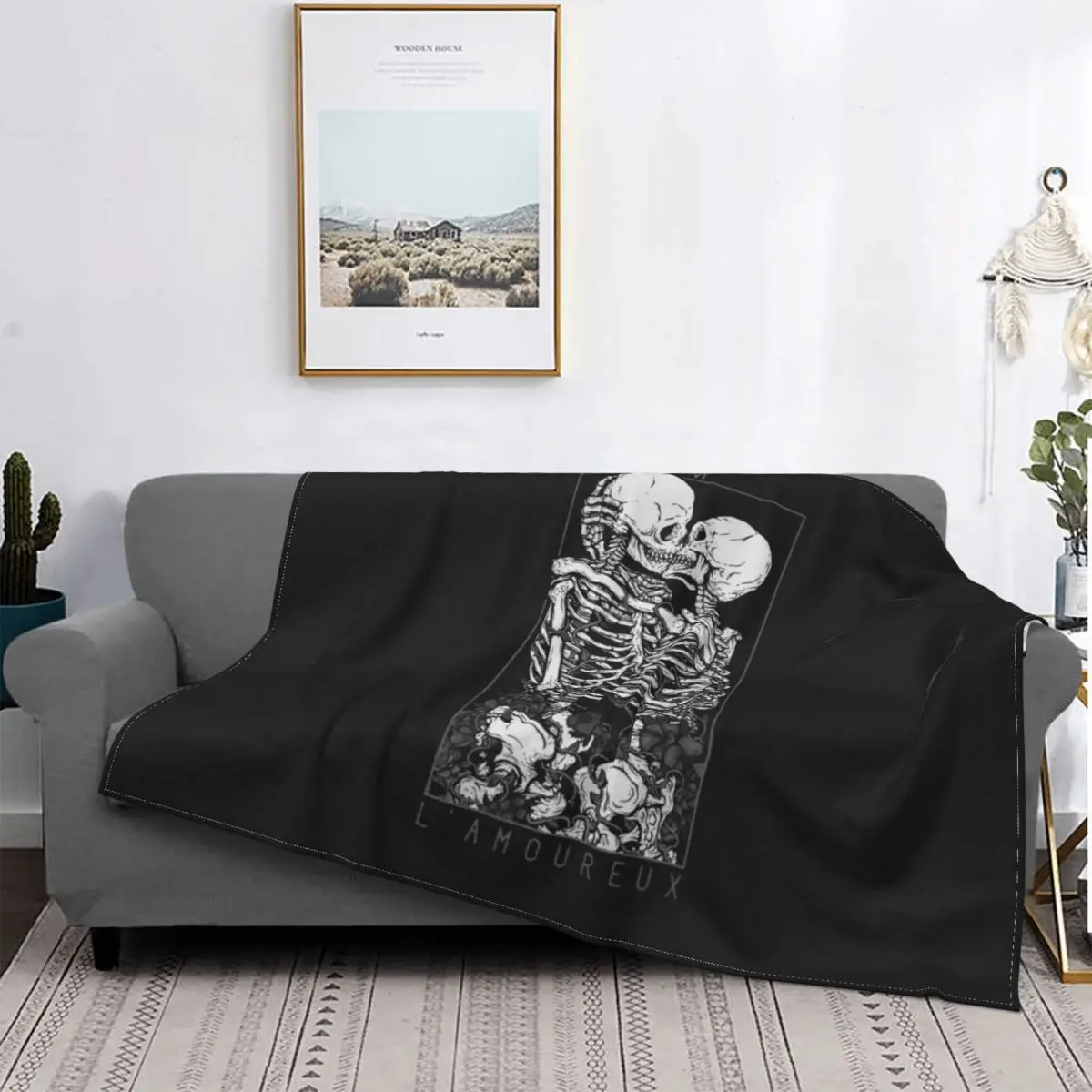 

The Lovers Blanket Skull Dead Skeleton Winter Warm Bedspread Plush Soft Cover Flannel Quilt Bedding Bed Couch Fluffy Outlet Art