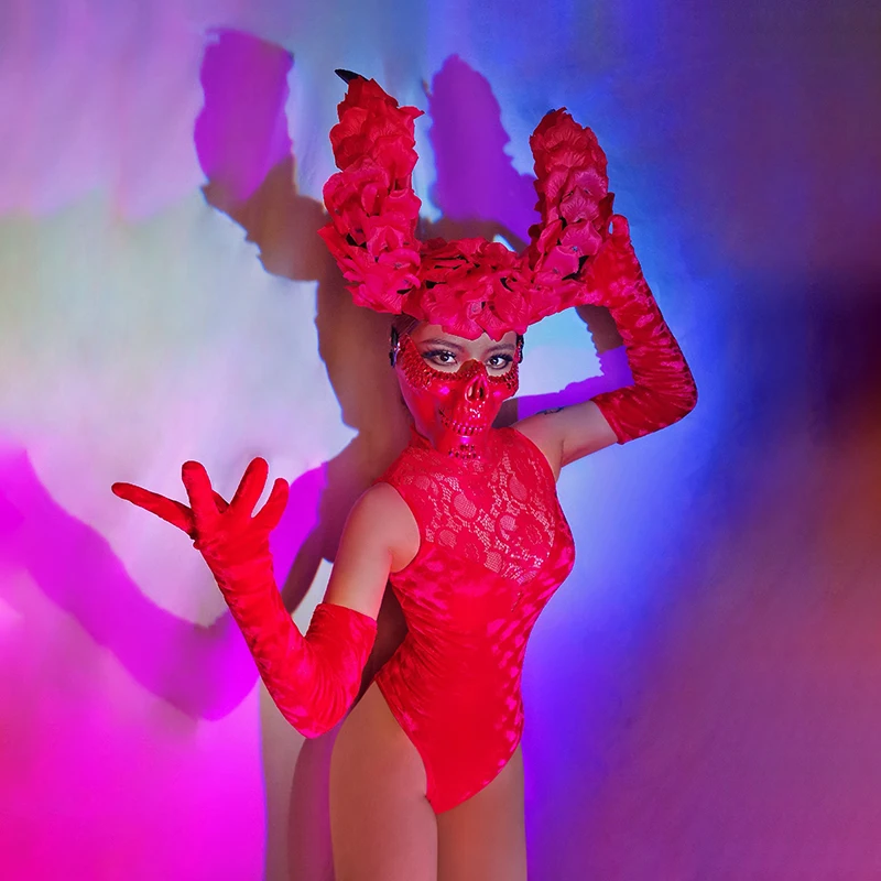 

Women Mesh Fringe Backless Red Short Dress Ballerina Show Costume Birthday Party DS YOUDU Party Dress Bodysuit Women