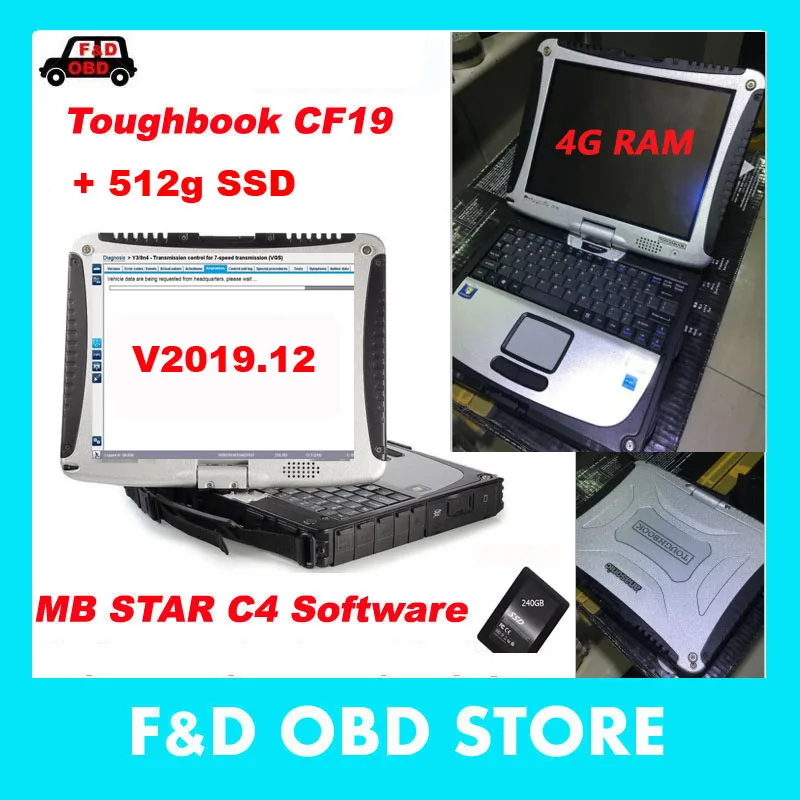 Лучший ноутбук Toughbook Panaso-nic CF 19 CF19 CF-19 4 Гб ОЗУ с полным программным обеспечением, установленным wekk в 512 ГБ SSD для MB Star C4