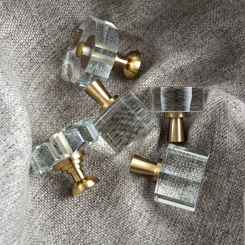 Crystal Knobs of Furniture Cabinet Pulls Brass Kitchen Dresser Cupboard Drawer Knob Door Handle Furniture Hardware