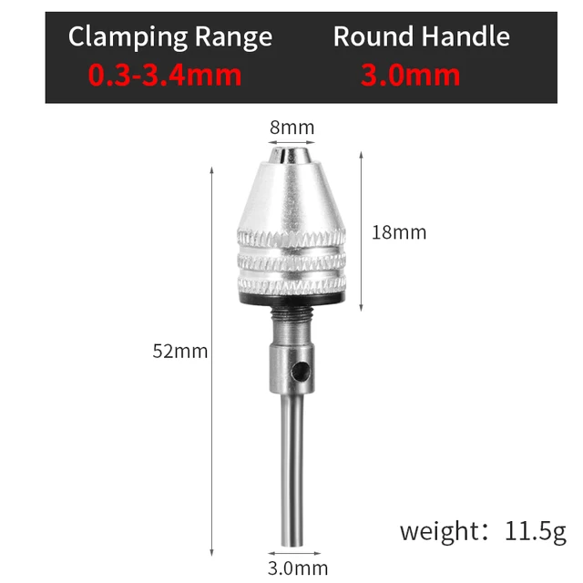 Drill Chuck Keyless Screwdriver Impact Driver Adaptor Electric Micro Motor Clamp Mini Chuck Fixture Hex Shank Drill Bits Adapter 0.3-3.4 Rround