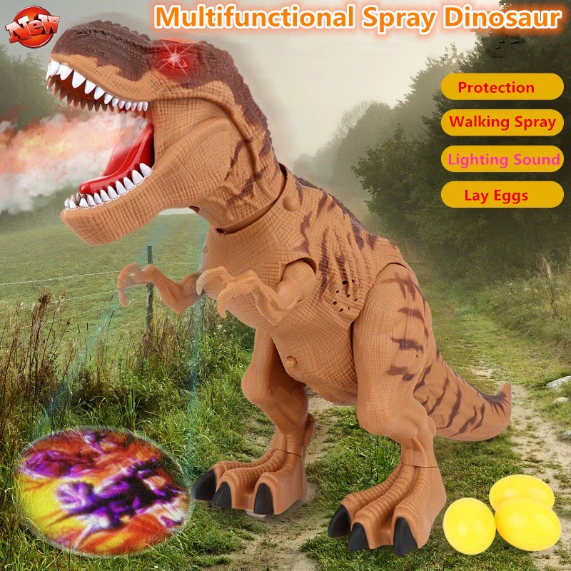 Walking Electric Dinosaur Robot Toy 47Cm Water Spray Profection Walk Lay Egg Make Sound Effect Con Light Walking Dinosaur Toy