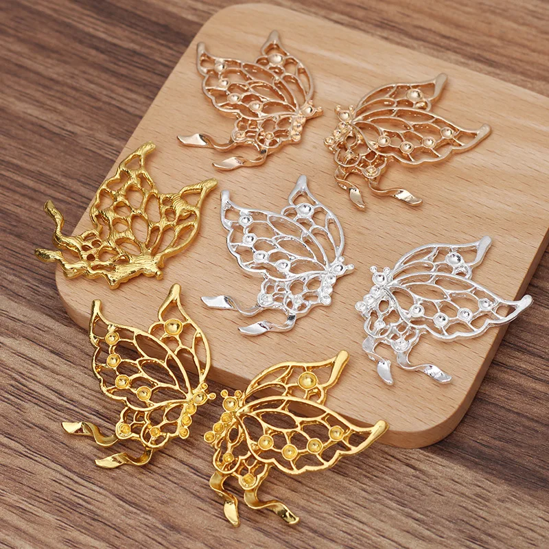

20 PCS 36*45mm Metal KC Gold/ Silver Plated Butterfly Imitation Pearl Butterfly Alloy Accessories For DIY Jewelry Making