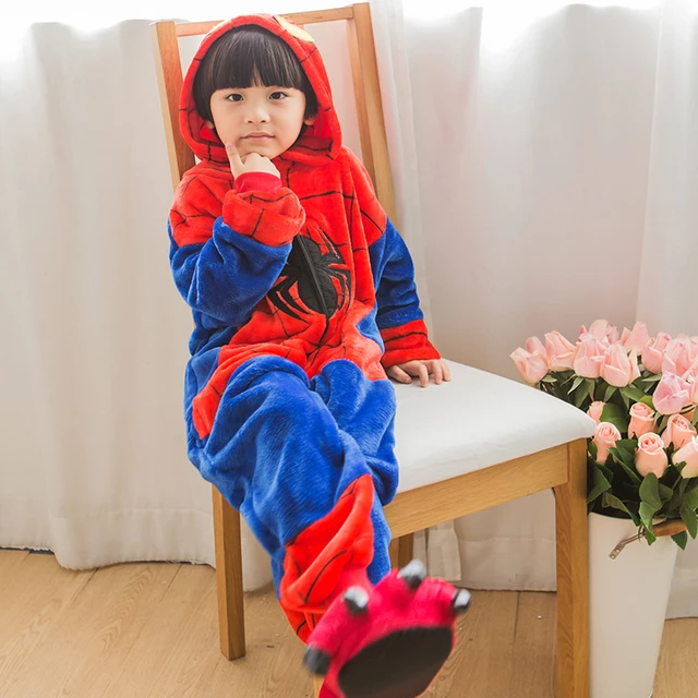 Pijama de Spiderman rojo para niños y niñas, ropa de dormir Unisex, Cosplay  de animales de dibujos animados, mono, Sudadera con capucha - AliExpress