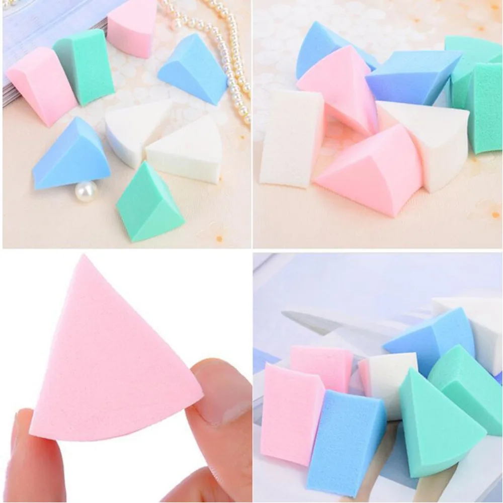 8Pcs Lot Triangle Shaped Candy Color Soft Magic Face Cleaning Pad Cosmetic Puff Cleansing Sponge Wash 2