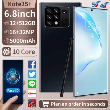 

Global Version Galay Note25+ 6.8inch Snapdragon 855 Smartphone 12GB RAM 512GB ROM Android 10.0 2020 New Mobile Phone In Stock