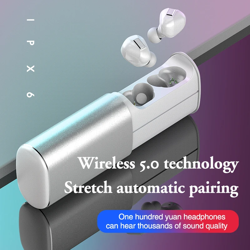 T60 TWS Wireless Bluetooth 5 0 Earphones In ear Stereo Mini Headset LED Power Display with 2600mAh Power Bank for iphone xiaomi