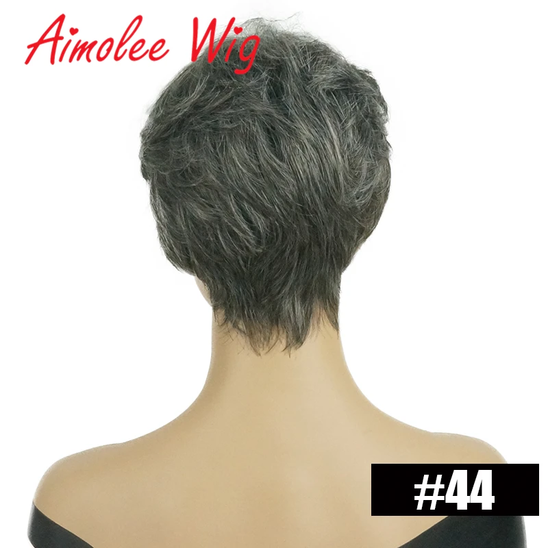 Synthetic Human Hair Wig Ombre Blonde Highlight Blend with Bangs Natural Wave for Women