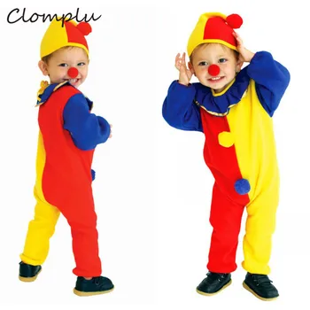 

Clomplu Cosplay Boys Clown Halloween Joker Costume For Kids High-Quality Cosplay Kids Costume One Sets Jumpsuit Hat Costumes
