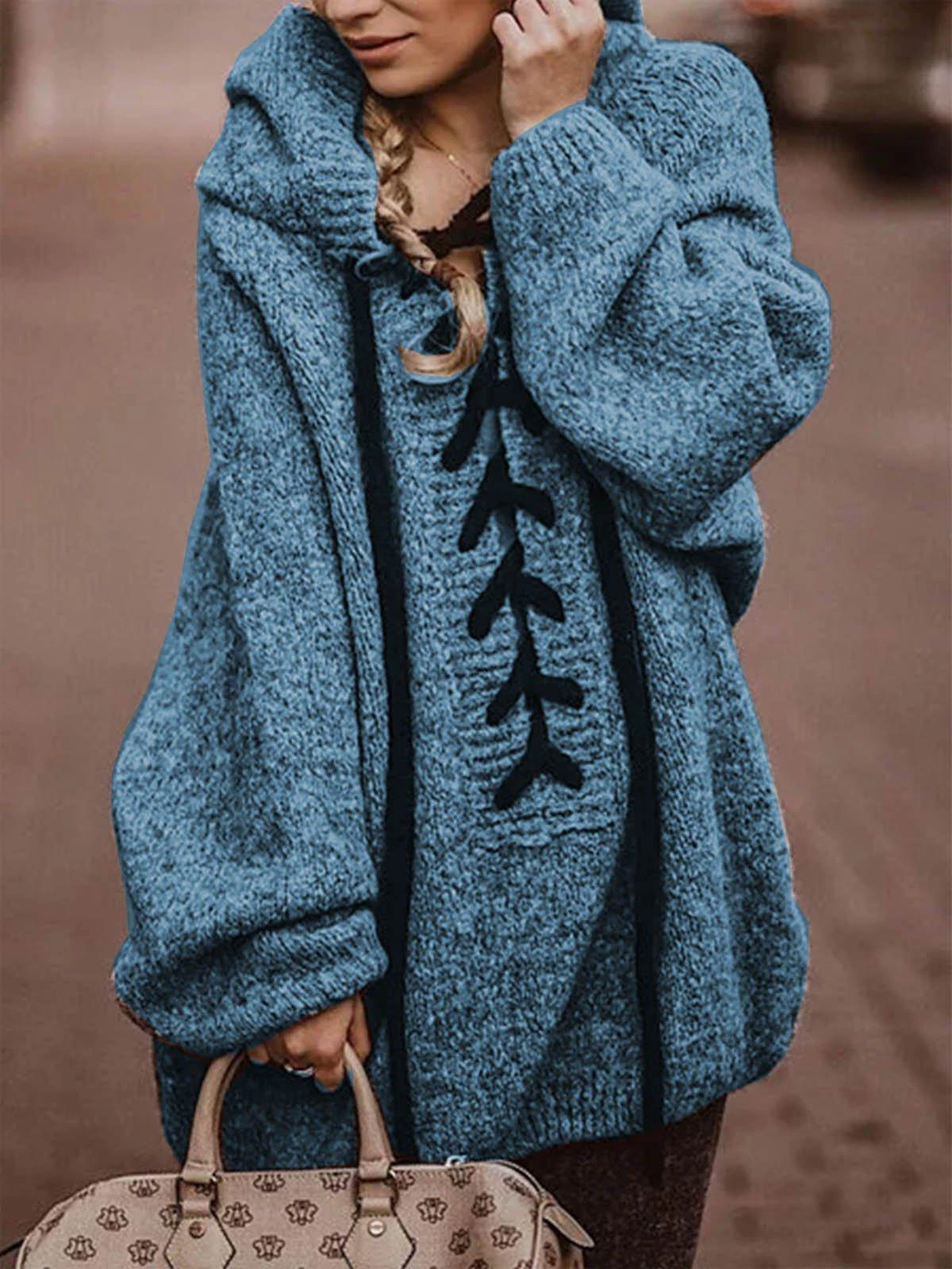 Tie Rope Plus Size Pullover Loose Warm Thick