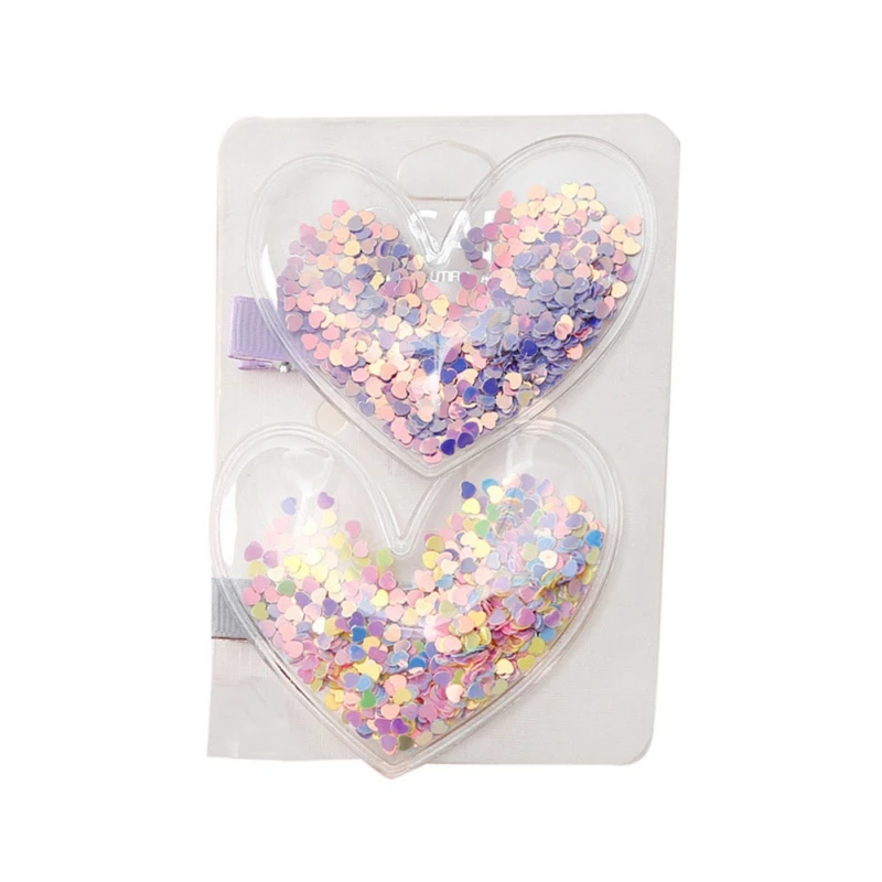 

2pcs Girls Cute Hair Clips With Heart Star Sequins Design Hair Pin Children Hairpin Princess Hair Accessories