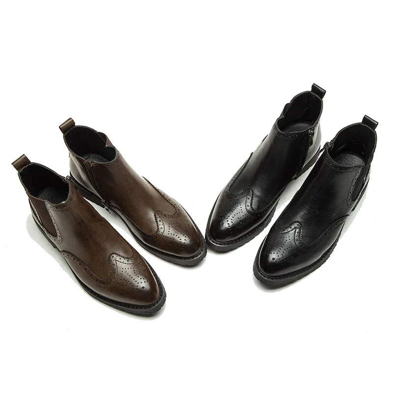 

Hot Selling Men's Boot Varved Business Casual England Large Size Short Boots Leather Boot 48 Model 78095