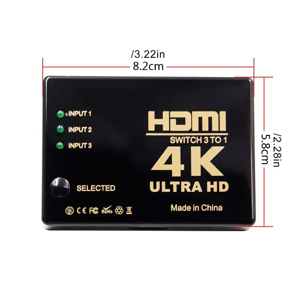 3 порта 4K* 2K 1080P Переключатель HDMI селектор 3x1 разветвитель коробка Ultra HD для HDTV мультимедийный коммутатор горячая распродажа