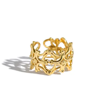 

New Fashion Parts Korean Style S925 Sterling Silver Ring Ins Design Roman Pattern Cross Open Ring Female Ring