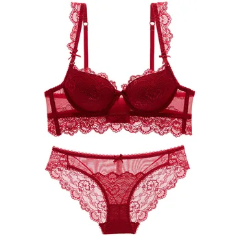 

SONDR Women's Underwear Sexy Embroidered Panties Push up bra Gathered Lace Bra Comfortable Top women lingerie set