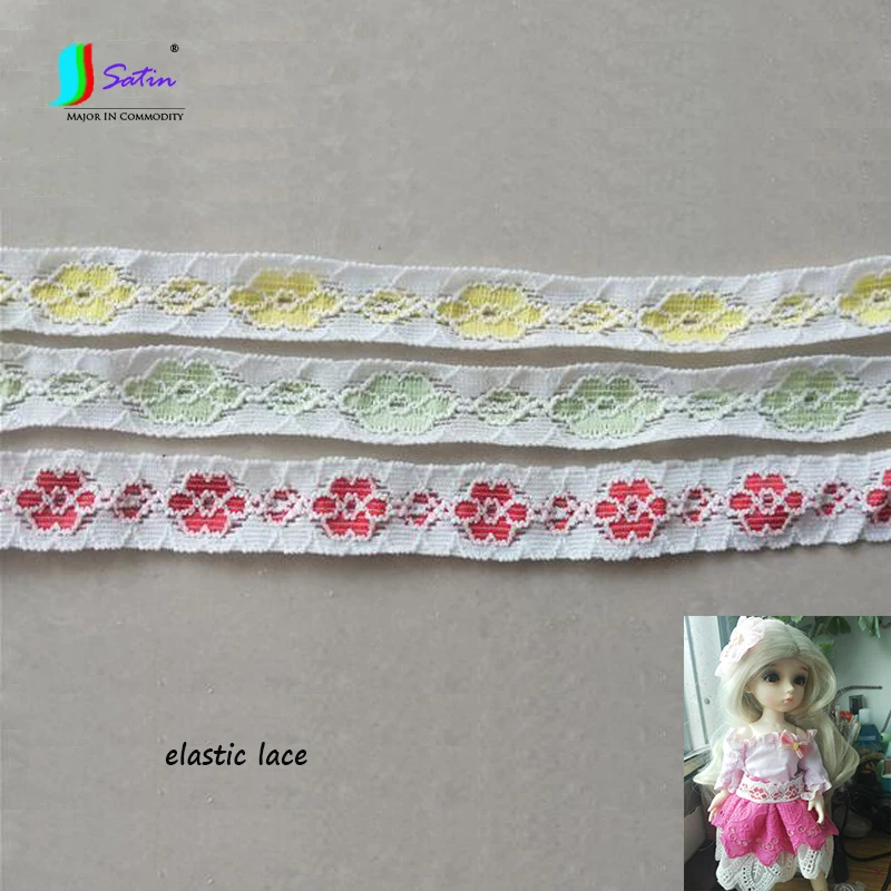 Wholesale Price 36M Baby Girl Clothes Skirt Doll Waist Edge Sew Decorate Narrow 18mm White Red Green Candy Elastic Lace A0374L | Дом и сад