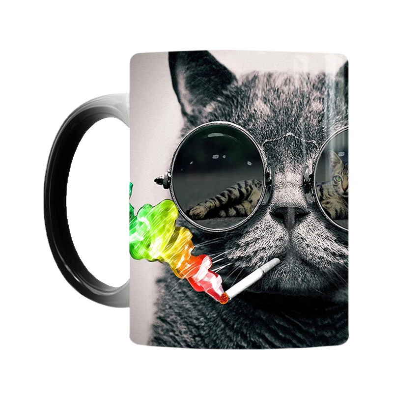 

Dropshipping 1Pcs New 350ml Cute Animal Cat Mug Magic Heat Sensitive Coffee Milk Ceramic Cup Novelty Gift for Children Friends