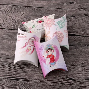 

10pcs new arrival multi design gifts pillow box DIy paper Thank you/flower styles gifts box Jewelry Earring Packing gifts bag