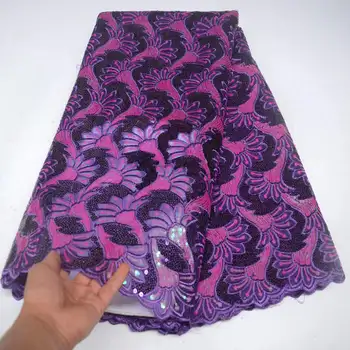 

2019 Latest French Nigerian Lace Fabric High Quality Sequins Tulle African Lace Fabric 5 yards French Tulle Lace XX006