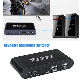 

2 Port 4K USB HDMI KVM Switcher Video Display Hot Key Switch for PC Laptop @M23