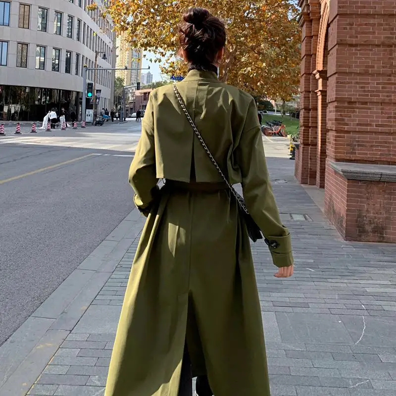 Army Green Trench Coat Women Autumn Winter Coat