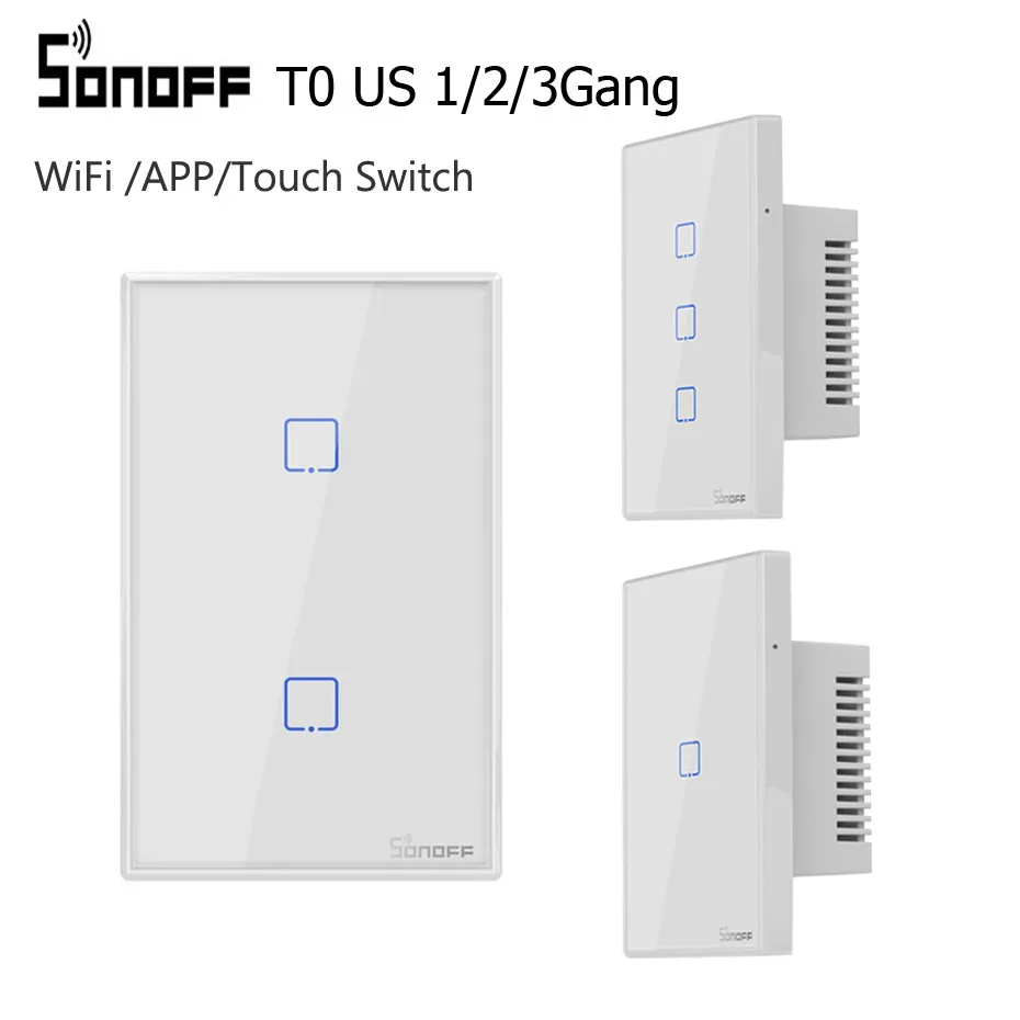 

SONOFF T0 TX US 1/2/3 Gang Wifi / APP / Touch Control Switch Smart Wall Light Switch Panel Basic Timer With Alexa Google Home