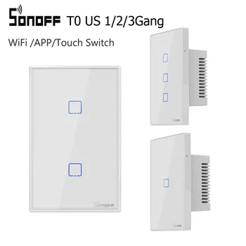 

SONOFF T0 TX US 1/2/3 Gang Wifi / APP / Touch Control Switch Smart Wall Light Switch Panel Basic Timer With Alexa Google Home