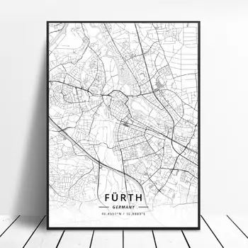 

Furth Schwerin Hildesheim Ludwigsburg Bochum Oberhausen Germany Canvas Art Map Poster