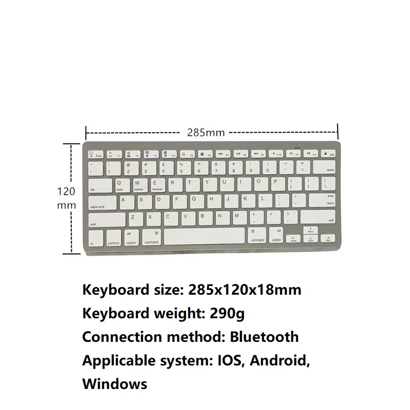 Compact Wireless Bluetooth Keyboard BK3001 Black Portable Mini QWERTY