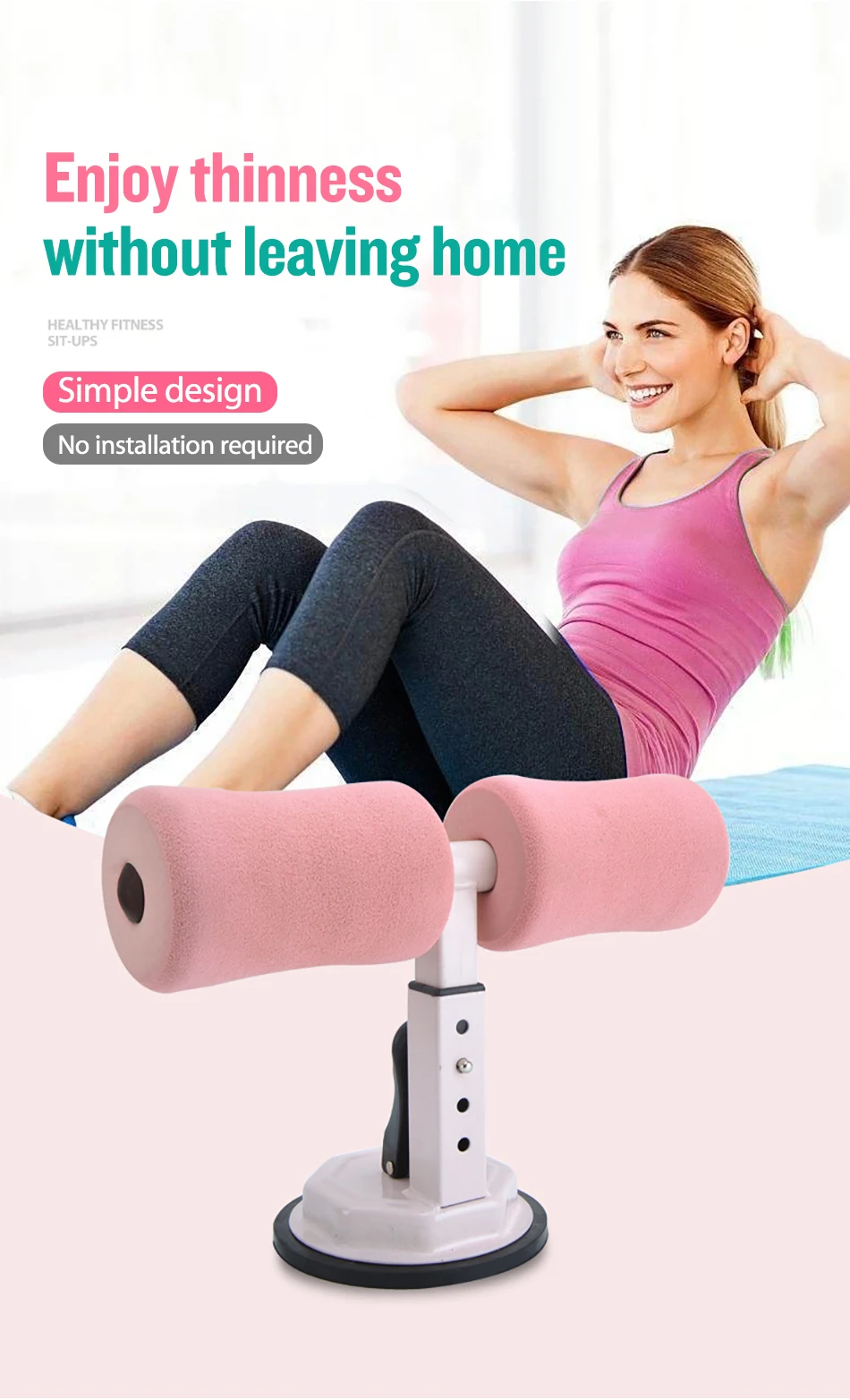 Adjustable Sit-up Bar Floor Assistant Abdominal Exercise Stand Ankle Support Trainer Workout Equipment for Home Gym Fitness Gear