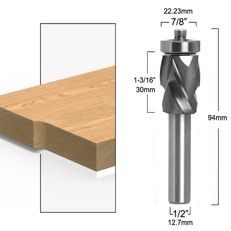 

1/2" Shank Bearing Ultra-Perfomance Compression Flush Trim Solid Carbide CNC Router Bit End Mill Milling Cutters for Wood Tools