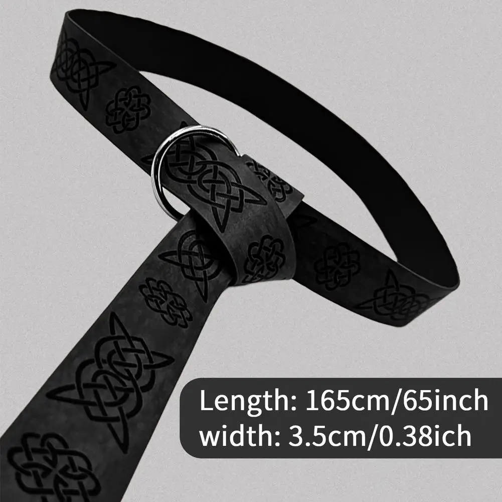 New Medieval Embossed Viking Vegvisir PU Leather O Ring Belt Retro Renaissance Knight Buckles Belt Leather Waistband for Men men fashion accessories