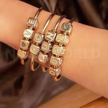 

Aangepaste Modus Unieke Open Armband Sieraden Accessoires Beginletter Cijfer Symbool Open Manchet Armband For A Vrouwen Leuke Gi