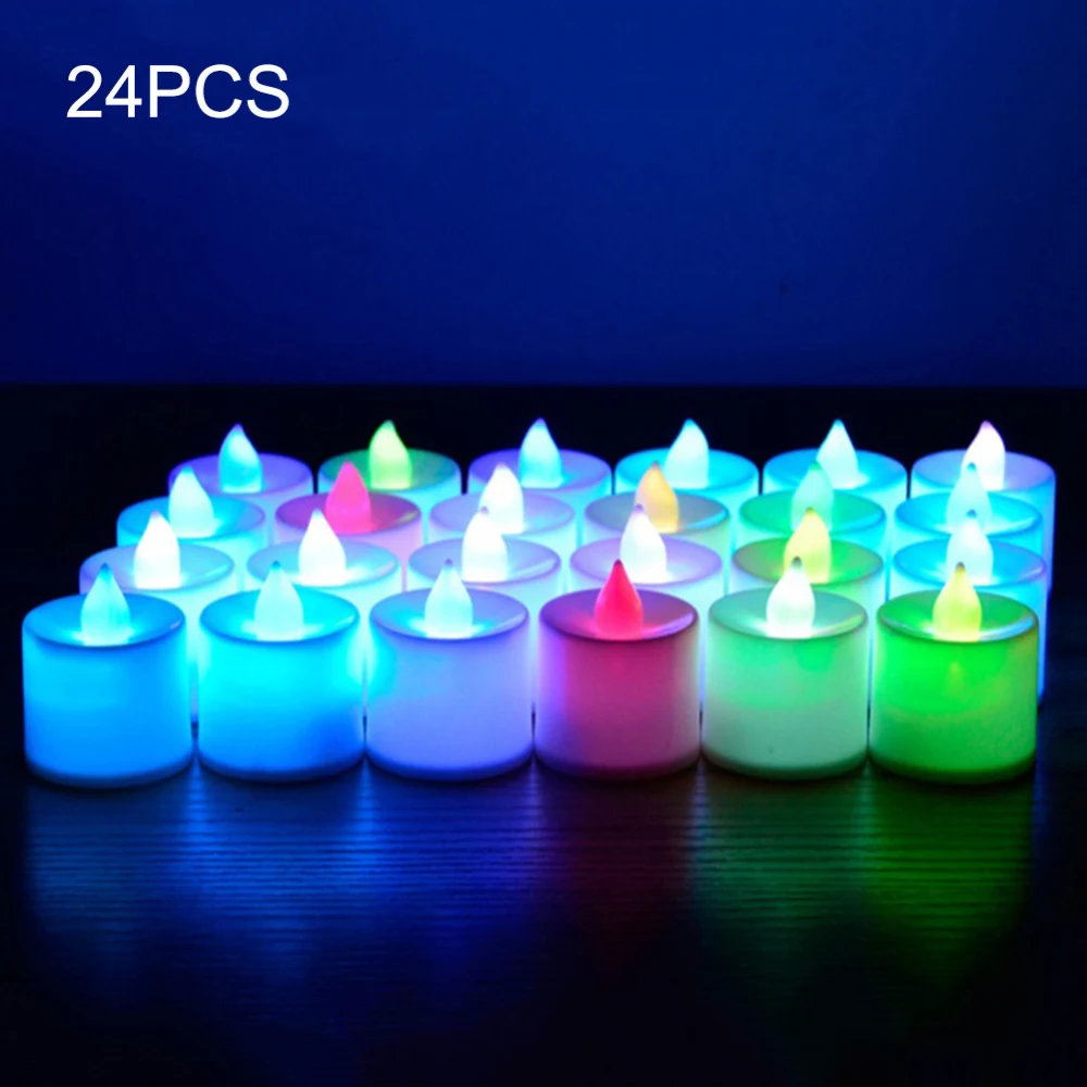 

24 Pcs New LED Tea Lights Candles 7 Color Changing Tealight Candle Decor