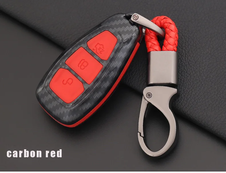 Jingyuqin 3B силикон из углеродного волокна чехол для ключей Ford Fiesta Focus Mondeo C-Max B-Max Kuga Smart Key - Название цвета: A-red