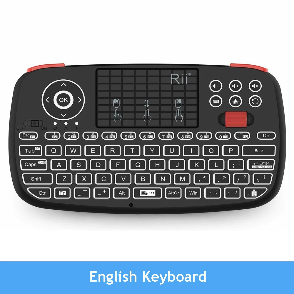 English Version Rii i4 2,4G мини Bluetooth клавиатура Русский Английский Испания беспроводная клавиатура с подсветкой Air mouse для Windows Android Phone - Цвет: English Version