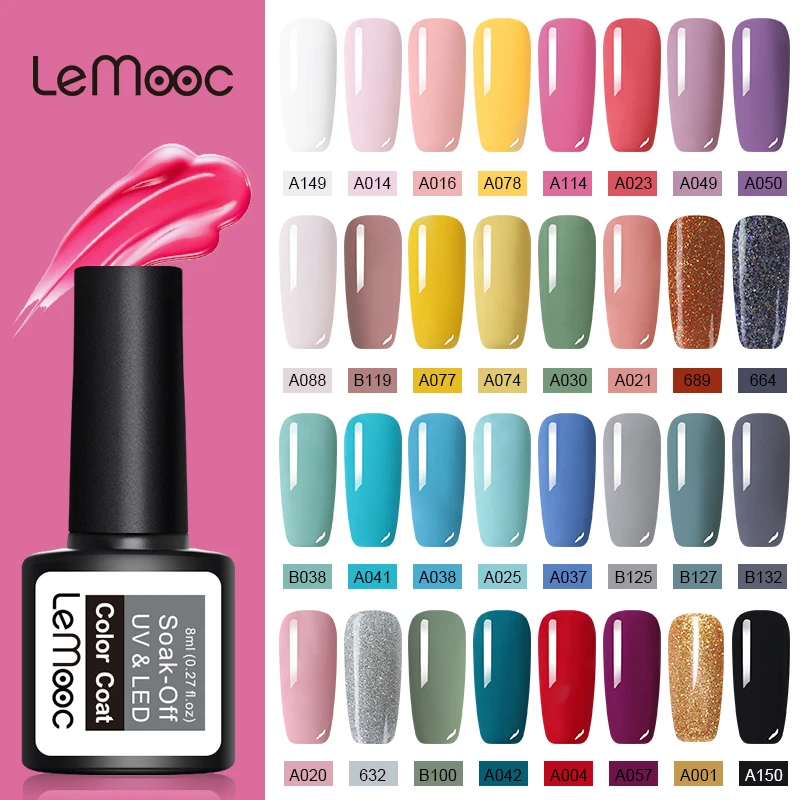 

LEMOOC Gel Polish Set All For Manicure Semi Permanent Vernis top coat UV LED Gel Varnish Soak Off Nail Art Gel Nail Polish