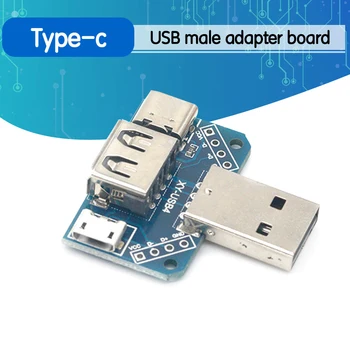 

USB Head Switchboard Male USB Connector to Type-c Micro USB Female USB 2.54-4P transfer test board USB adapter plate XY-USB4