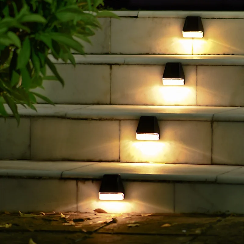 LED Solar Step Lights Outdoor Waterproof Fence Lamp Decoration for Patio Pathway Stairs Garden Yard Balcony Landscape Wall Lamps solar powered patio lights