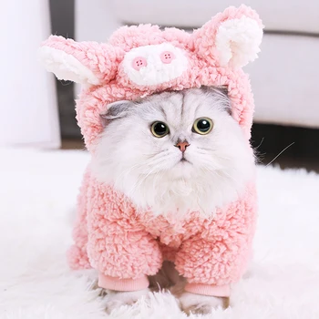 

JORMEL Soft Cat Funny plus velvet Clothes Clothing Autumn Winter Cute Coat Jumpsuit Costume Hooded For Small Medium Cats