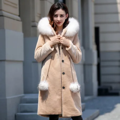 Khaki Зимняя меховая куртка для мамы, новинка, утолщенная S-4XL для отдыха, большие размеры, черное, хаки, винно-красное модное тонкое искусственное меховое Женское пальто JD530 - Цвет: Khaki