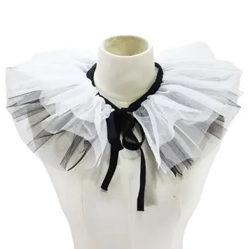 

Vintage Fluffy Net Mesh Fake Collar DIY Bowtie Detachable Necklace Choker Tie M6CD