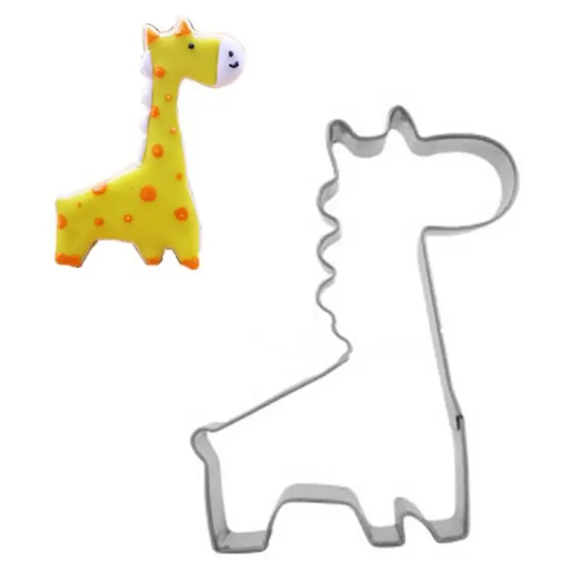 giraffe Нержавеющая сталь 3D формочка для печенья зонтик Снеговик Корона животное бисквит форма для помадки на торт формы кухонные Кондитерские украшения инструменты - Цвет: giraffe