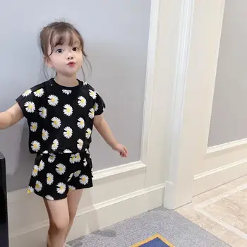 

2020 New Arrival Baby Girls 2pcs Floral Set T-Shirt+Shorts Summer Kids Girls Suits 1-6 Years