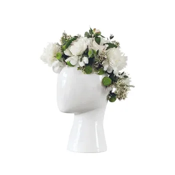 

Nordic Style Creative Human Head Model Ceramic Vase Round Hole Flower Arrangement Home Living Room Decoration Flower Vase M4020