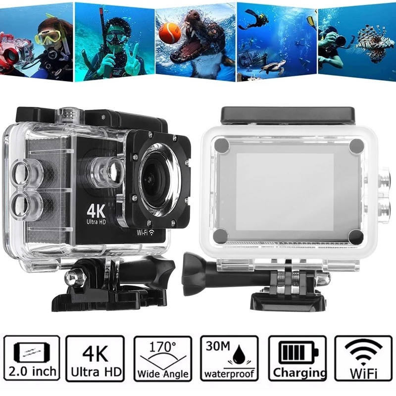 Экшн-камера Ultra HD 4K Wi-Fi 12 МП 2 дюйма 30 м | Электроника