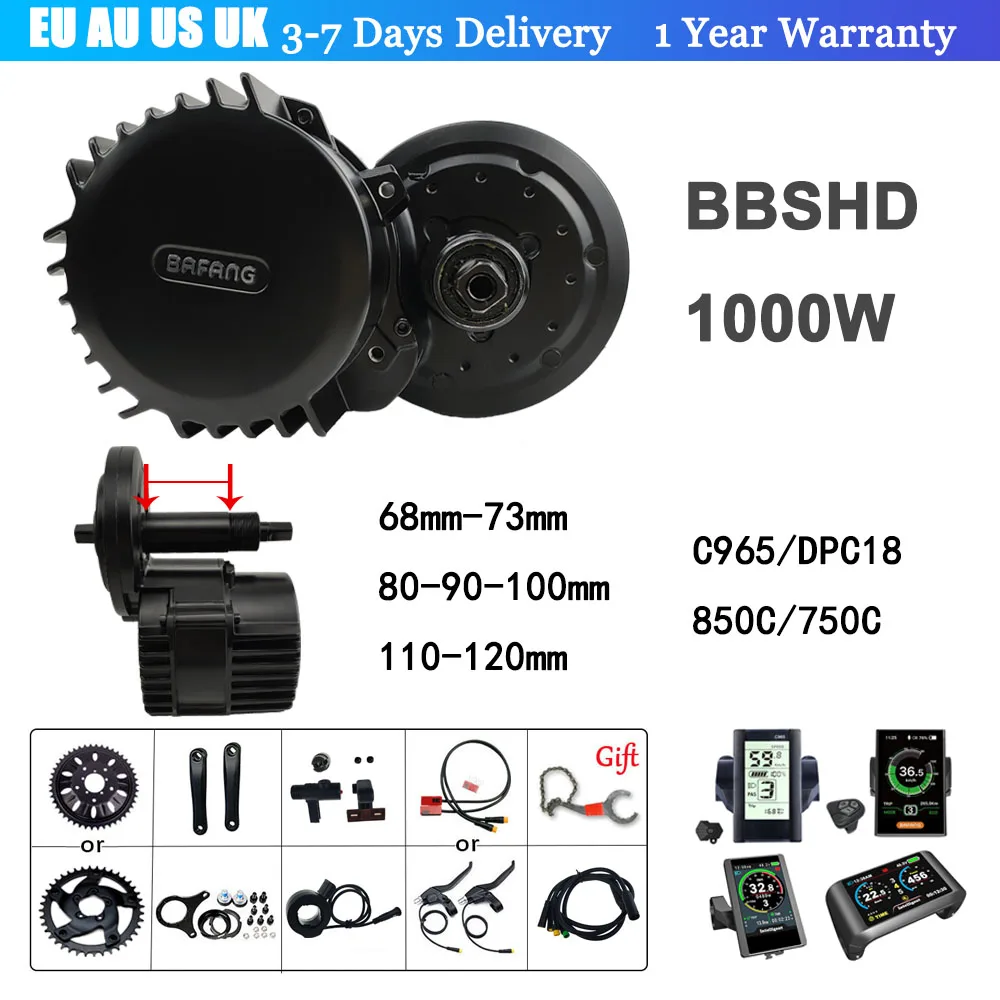 US $633.36 BAFANG 1000W BBSHD 52V Mid Drive Motor Kit Electric Bike Conversion 8Fun BBS03 eBike Bicycle Central Engine C965 C18 P850C 750C