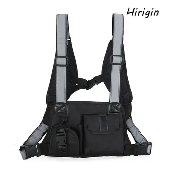 

Men women Tactical Shoulder Bags Chest Rig Bag Hip Hop Streetwear Men Functional Waist Packs Adjustable Pockets Waistcoat 2020