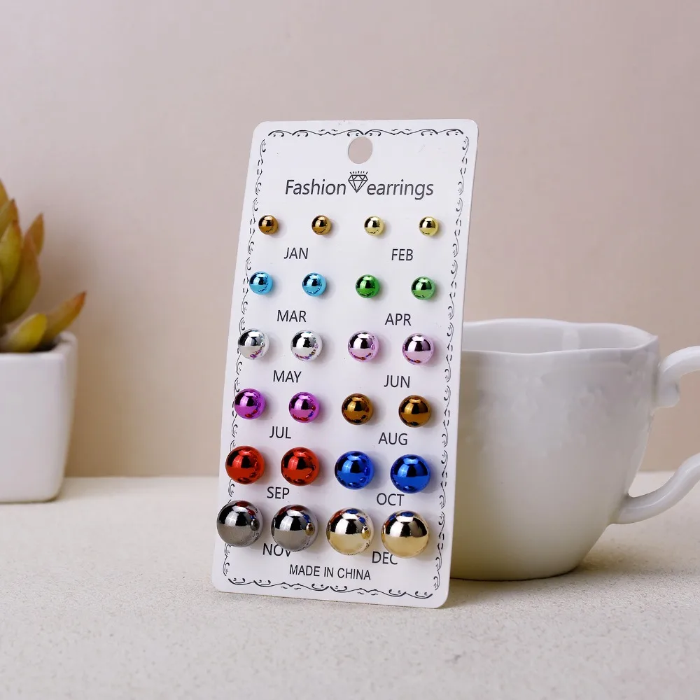 12 Pairsset серьги Earrings for Women Rhinestone Pearl Earrings Stud Earrings Set Small Earrings oorbellen voor vrouwen (5)