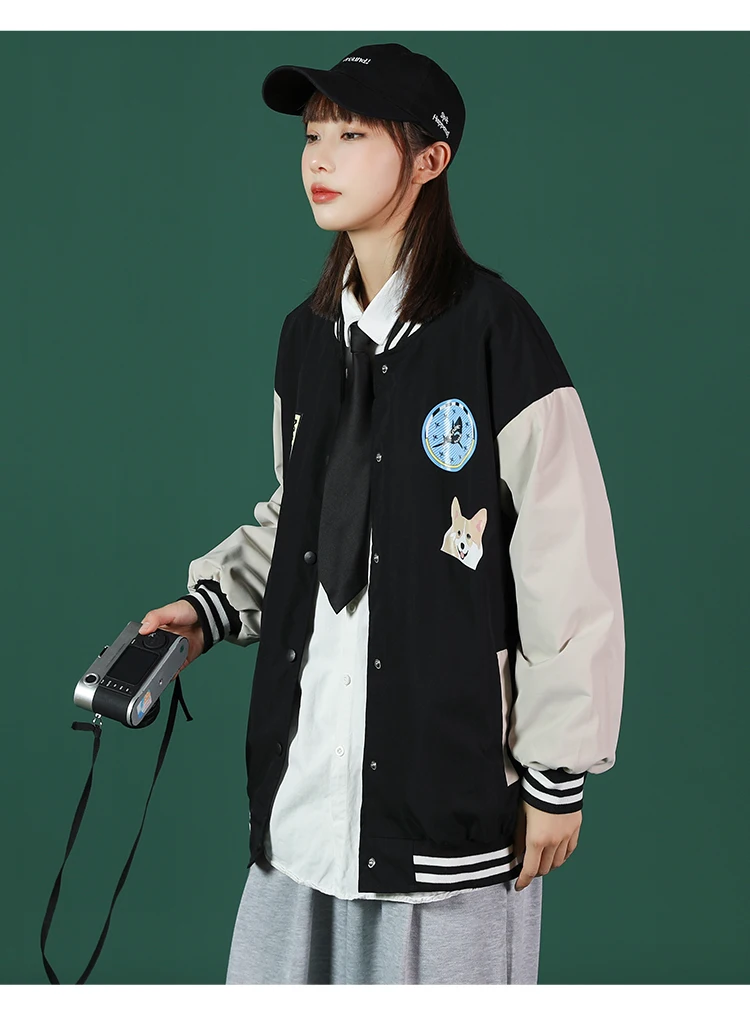 Ins Streetwear Baseball Jacket For Women 21 Autumn Loose Bomber Oversize Embroidery Harajuku Baseball Uniform Varsity Jackets Jackets Aliexpress